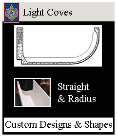 Light coves or troughs, radius curved or straight many styles